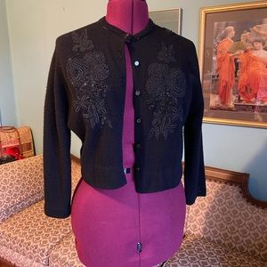Vintage Cashmere Black Cardigan beaded embroidered